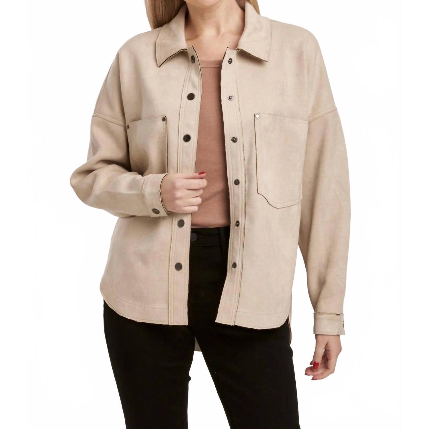 New Dear John Denim Gina Suede Shacket In Foam Cream